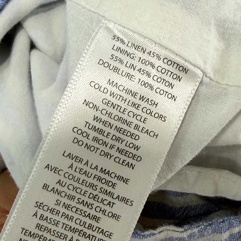 Beachlunchlounge‎ Linen Blend Striped Shift Dress L Coastal V Neck Sleeveless - Picture 5 of 9
